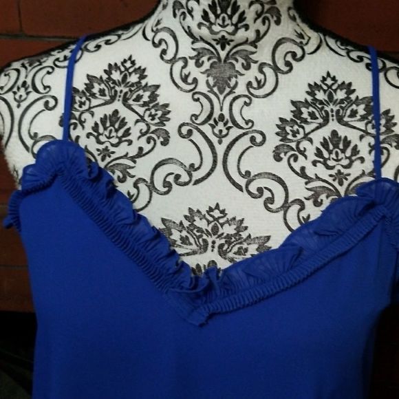 Royal Blue Ruffle Top - Picture 2 of 4